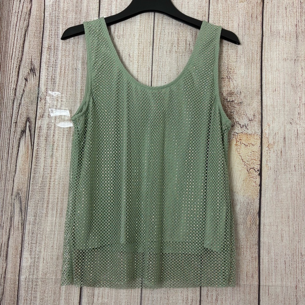 Anthropologie Sunday in Brooklyn womens Rhinestone Mesh Tank tops size XL - Picture 3 of 13
